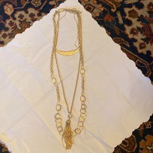 Chico's Gold necklace Multi Strand NWOT Long about 32 inch.